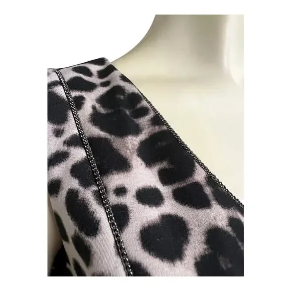 NWT Jennifer Lopez Parisian Chic Leopard Sheath Dress Black/White Women 2 Formal - Picture 3 of 8